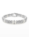 LAGOS STERLING SILVER AND GOLD WHITE CAVIAR WHITE CERAMIC DIAMOND LINK BRACELET