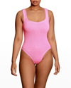 Hunza G Square-neck High-cut One-piece Swimsuit In Bubblegum
