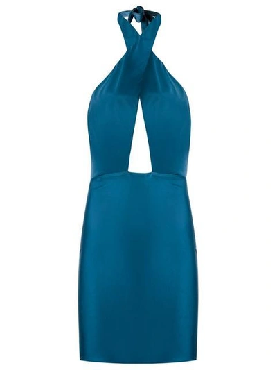 Adriana Degreas Panelled Dress In Blue
