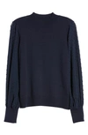 Cece Clip Dot Sleeve Sweater In Navy Blue
