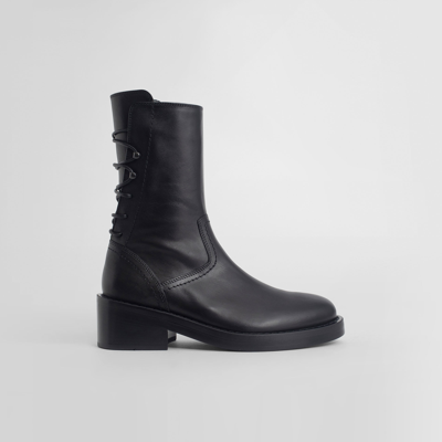 Ann Demeulemeester Wraparound-lace Leather Boots In Black