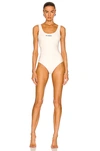 Jil Sander Printed Logo One Piece Swimsuit In Neutral
