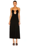 Saint Laurent Open-back Cutout Crepe De Chine Midi Dress In Noir