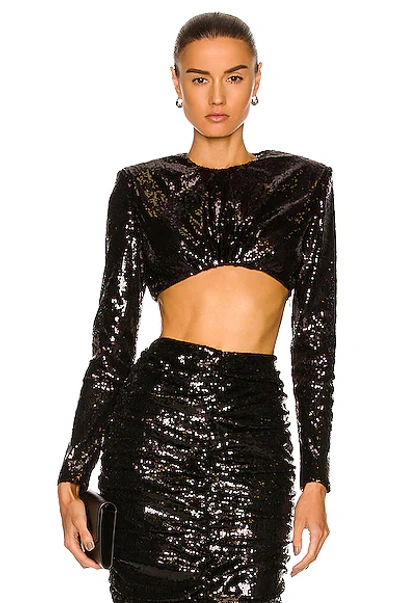 Daniele Carlotta Sequin Crop Top In Black