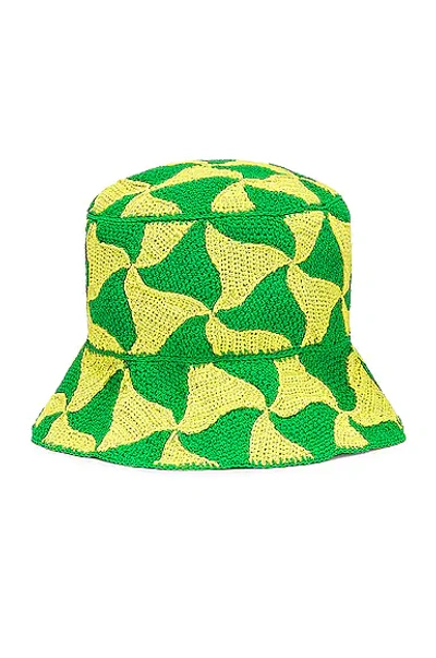 Bottega Veneta Wavy Triangle Crochet Bucket Hat In Parakeet & Kiwi