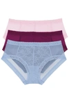 Natori Escape Girl Brief 3 Pack Panty In Ribbon Pink/berry/paradise