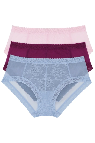 Natori Escape Girl Brief 3 Pack Panty In Ribbon Pink/bight Berry/paradise