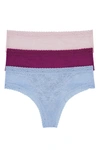 Natori Women's 3-pk. Escape Mesh Thong Underwear In Ribbon Pink/berry/paradise