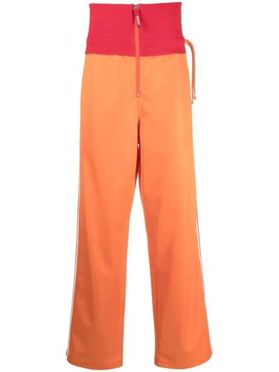 Diesel High-waisted Straight-leg Track Pants In Orange