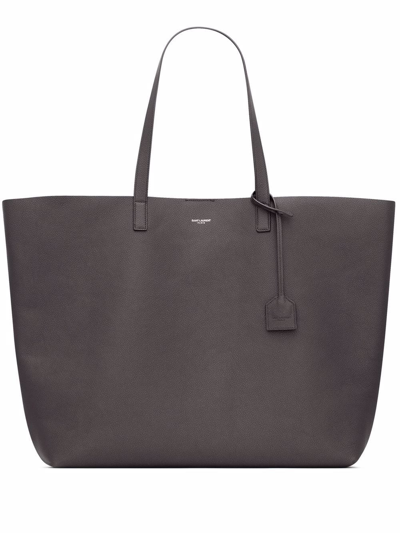 Saint Laurent Embossed-logo Tote Bag In Brown