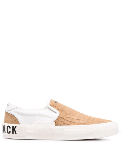 Hide & Jack Crocodile-effect Leather Trainers In Neutrals