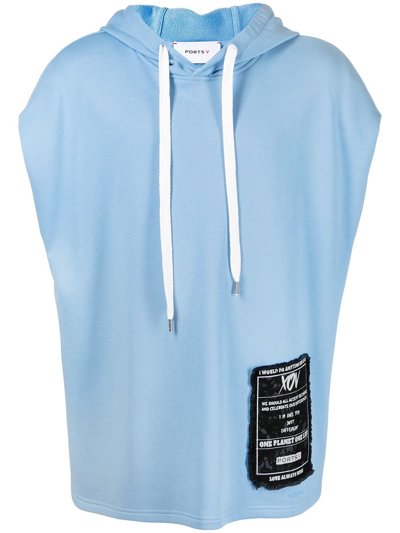 Ports V Logo-patch Short-sleeved Hoodie In Blue