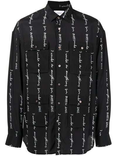 Ports V Graphic-print Multi-pocket Shirt In Black