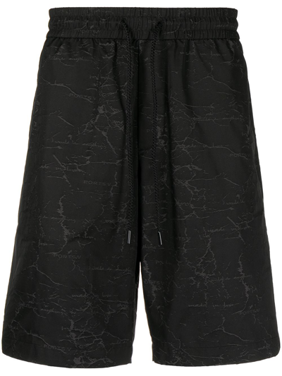 Ports V All-over Logo Print Shorts In Black