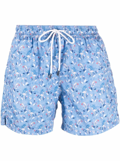 Fedeli Drawstring Swim Shorts In Blau