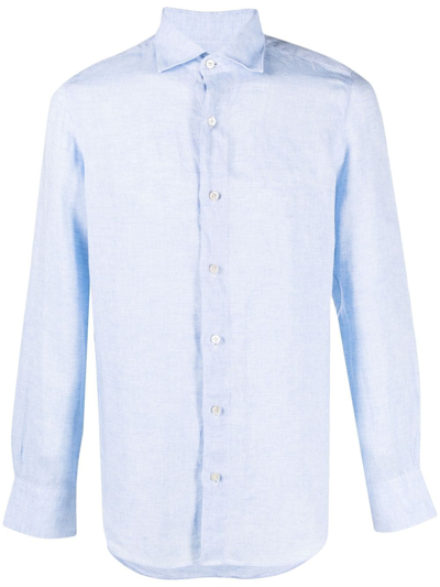 Finamore 1925 Napoli Slim-fit Dress Shirt In Blau
