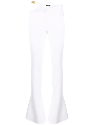 Balmain Cut-out Bootcut Leggings In Weiss