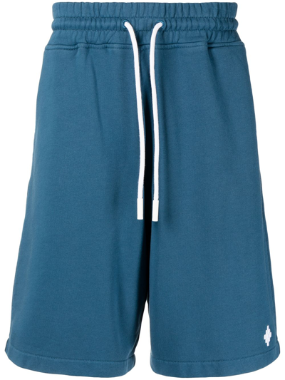 Marcelo Burlon County Of Milan Marcelo Burlon Drawstring Cotton Bermuda Shorts In Blue/white