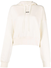 Msgm Cropped Logo-print Hoodie In Nude