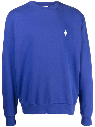 Marcelo Burlon County Of Milan Logo-embroidered Cotton Sweatshirt In Blau