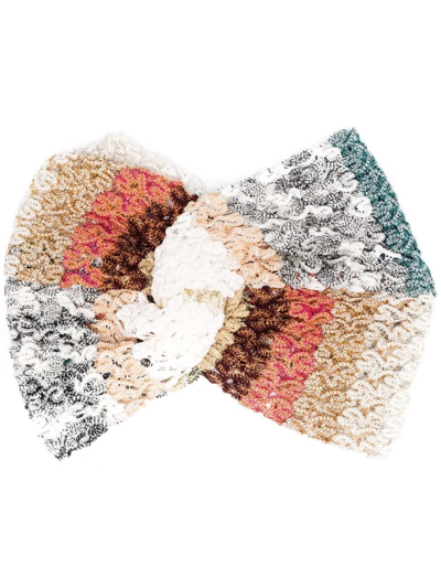 Missoni Knot-detail Crochet Headband In Nude