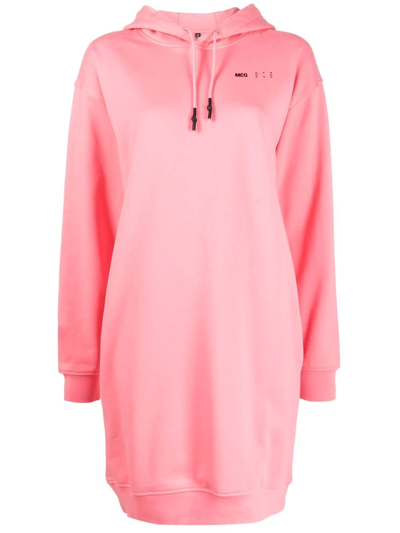 Mcq By Alexander Mcqueen Cotton Hoodie Jersey Mini Dress In Pink