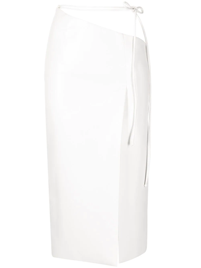 Aleksandre Akhalkatsishvili Vegan Leather Midi Wrap Skirt In White