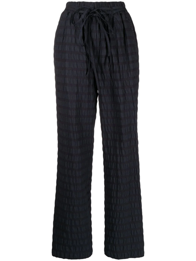 Le 17 Septembre Textured Straight-leg Trousers In Blau