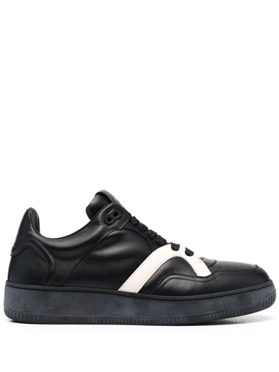 Human Recreational Services Two-tone Leather Trainers In Schwarz