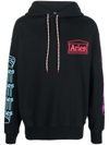 Aries Logo-print Drawstring Hoodie In Schwarz