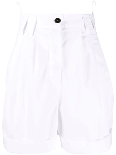 Forte Forte High-waisted Pleated Shorts In Weiss