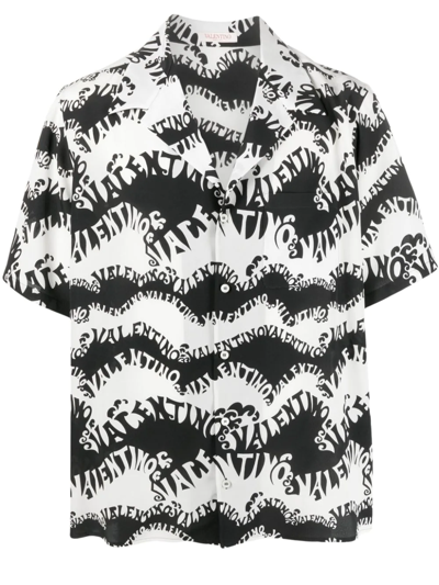 Valentino Logo-print Short-sleeve Shirt In White,black