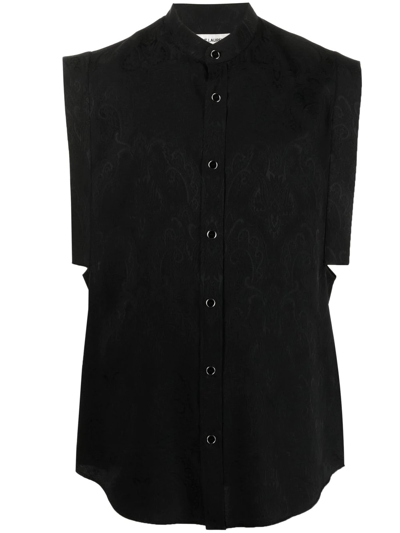 Saint Laurent Baroque-print Sleeveless Shirt In Schwarz