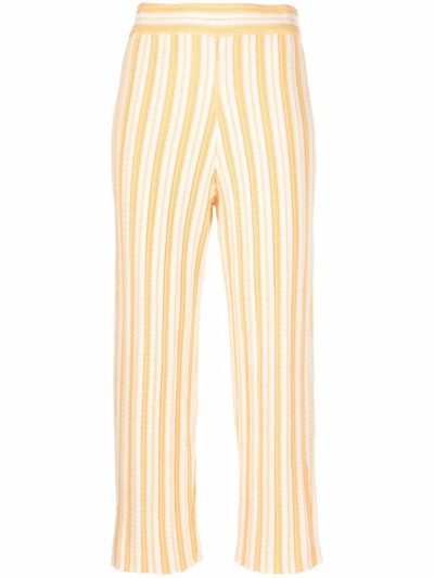 Jil Sander Striped Cropped Trousers In Gelb