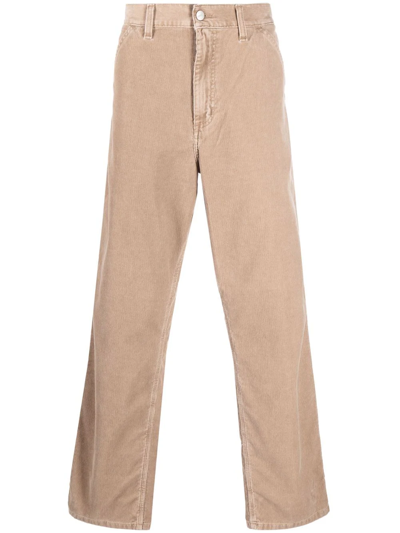 Carhartt Logo-patch Straight Trousers In Neutrals