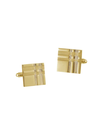 Saks Fifth Avenue Men's Etched Plaid Goldplated Square Cufflinks In Brass