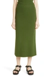 Vince Ribbed Midi Pencil Skirt In Dk Herb