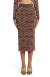Off-white Intarsia-knit Arrows-logo Pencil Skirt In Brown Black