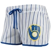 Concepts Sport Women's White And Royal Milwaukee Brewers Vigor Sleep Shorts In White