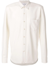 Our Legacy White Silk Classic Shirt With Curved Hem In Neutrals