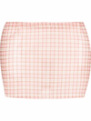 Miaou Checked Mid-waist Stretch-recycled Polyester Skirt In Rosa