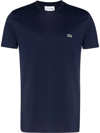Lacoste Logo-embroidered Crew-neck T-shirt In Blue