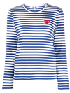 COMME DES GARÇONS PLAY HEART-PATCH STRIPED T-SHIRT