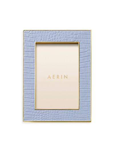 Aerin Classic Croc Leather Photo Frame, 8" X 10" In Blue