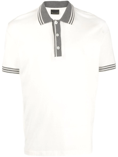 Billionaire Logo-jacquard Polo Shirt In White