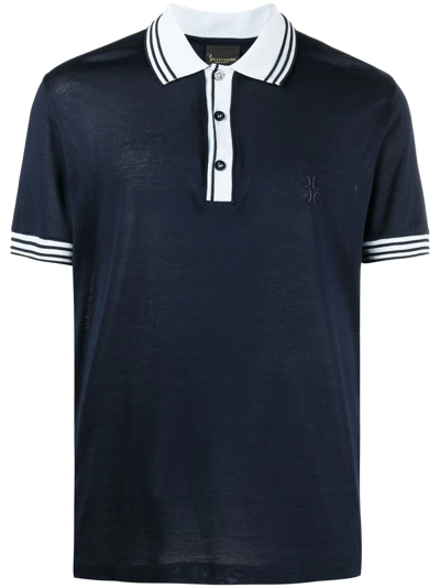 Billionaire Logo-jacquard Polo Shirt In Blue
