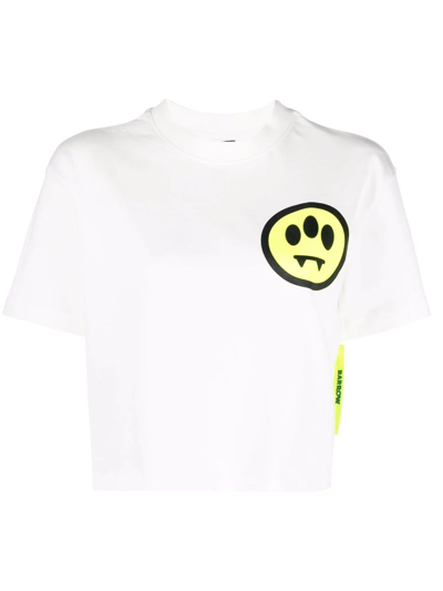Barrow Logo Graphic-print Cropped T-shirt In White
