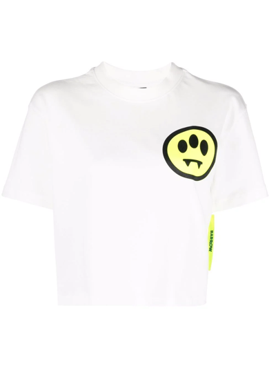 Barrow Logo Graphic-print Cropped T-shirt In Weiss
