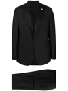 LARDINI LOGO-LAPEL SINGLE-BREASTED SUIT