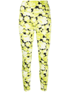 Msgm High-waist Floral Leggings In Gelb